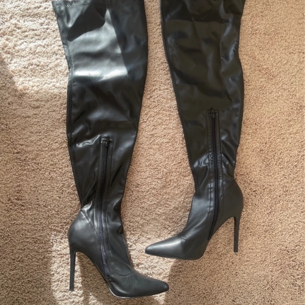 Fashion Nova Black Over-the-Knee Stiletto Boots